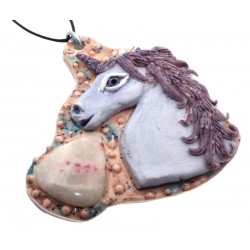 Ceramic Unicorn with Cinnabar Wall Art 39